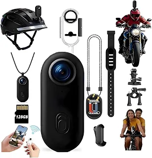 Câmera de motocicleta 4K, colar POV magnético mãos-livres, câmera de ação à prova d'água, tamanho do polegar, câmera de capacete para bicicleta, motocicleta, ciclismo ao ar livre e esportes