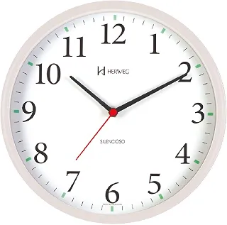 Relógio de Parede Silencioso Redondo Branco Herweg 6126S-21