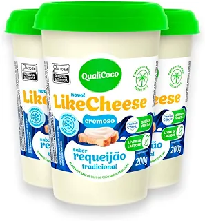 Kit 3 Requeijão Vegano Sem Lactose Likecheese Qualicoco 200g