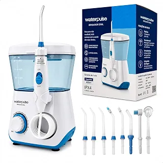 Irrigador Oral Portátil WATERPULSE WP62, 10 Níveis de Pressão, 600 ml, 8 Bicos, Bivolt – Limpeza Bucal Profunda para Aparelhos e Implantes