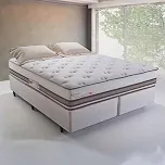 Herval Sense Cama Box Queen Size com Molas Ensacadas, Bege, 158x198x60 cm, Pillow Top, Revestimento em Tecido Malha