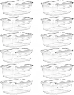 Kit 12 Potes Marmita Fitness 750ml com Trava Sem BPA Freezer Microondas