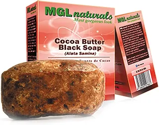 MGL Naturals Sabonete preto africano cru Sabão artesanal totalmente natural feito com manteiga de cacau por suas propriedades nutritivas e hidratantes. Banho refrescante de limpeza profunda e pele