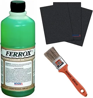 Removedor De Ferrugem Ferrox 500ml + Pincel + Lixa Ferro