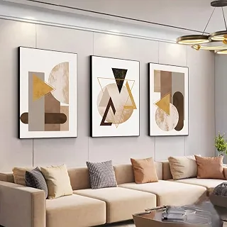 Arte de parede em tela emoldurada extragrande geométrica minimalista decoração de parede para casa sala de estar quarto pintura pôster de parede alta impressão 61.0 cm x 81.3 cm 3 peças
