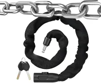 Cadeado Corrente Forte com Elos Lock Trava Para Bicicleta Moto Reforçada Sem Cabos Segredo com Chave Revestida com Tecido Poliéster (900mm)