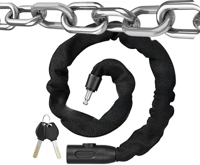 Cadeado Corrente Forte com Elos Lock Trava Para Bicicleta Moto Reforçada Sem Cabos Segredo com Chave Revestida com Tecido Poliéster (900mm)
