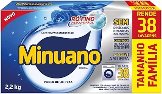 Minuano Sabão em Pó Concentrado Original, 2,2 kg, 38 Lavagens