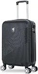 Mala de Bordo de Viagem Rígida ABS 4 Rodas 360º com Segredo Leve Resistente Flexível Antifurto [Geometric] (Preta, Pequeno)