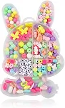 Kit 215 Miçangas Coloridas com Linha Infantil Conjunto Para Montar Pulseiras Colares Anel Presente
