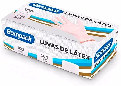 Luva Latex Bompack Industrial M C/Po C/100 (Nao Uso Medico)