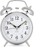 Relógio de Mesa Vintage Antigo Clássico Despertador Com Luz Led Noturna Em Metal Analógico MCL Distribuidora