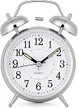 Relógio de Mesa Vintage Antigo Clássico Despertador Com Luz Led Noturna Em Metal Analógico MCL Distribuidora
