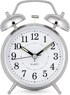 Relógio de Mesa Vintage Antigo Clássico Despertador Com Luz Led Noturna Em Metal Analógico MCL Distribuidora