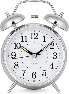 Relógio de Mesa Vintage Antigo Clássico Despertador Com Luz Led Noturna Em Metal Analógico MCL Distribuidora