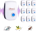 Kit 10 Repelente Eletrônico Ultrassônico de Pragas, Afasta Ratos, Baratas, Mosquitos e Aranhas, Insetos Seguro para Pets Humanos e Plantas Aparelho Elétrico Cobertura até 150 m²