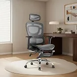Cadeira De Escritório Ergonômica Mônaco Bt07 Luvinco Malha Respirável Com Suporte Lombar Adaptável Apoio Para Pés Retrátil Encosto Ajustável Seis Posições Cor Preto Suporta 200kg