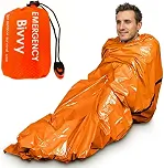 Saco de Dormir de Emergência Mylar Ultra Impermeável, 200x90cm, 140g, Laranja, com Bolsa de Transporte