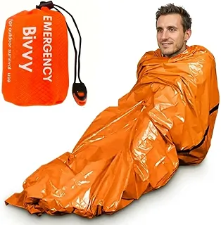 Saco de Dormir de Emergência Mylar Ultra Impermeável, 200x90cm, 140g, Laranja, com Bolsa de Transporte