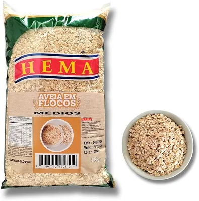 Aveia Média Em Flocos 1kg - Hema Alimentos (foto Real)