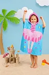 Roupão de Banho Infantil Poncho com Capuz, 50x115cm, 100% Poliéster, Estampas Divertidas, 2-5 Anos (Bailarina)