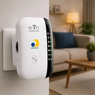 Repetidor de Sinal Wi-Fi Wireless 300Mbps 2.4GHz com Porta LAN 10/100 – Extensor de Internet – Ideal para Casa, Escritório e Ambientes Maiores