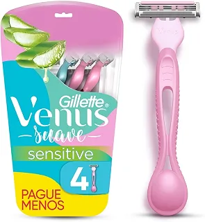Aparelho de Depilação Gillette Venus Suave Sensitive, 4 Unidades
