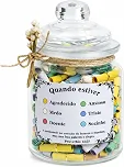 Pote de Mensagens Motivacionais com 176 Frases Inspiradoras e Bíblicas – Presente Cristão Decorativo em Vidro com Laço Rústico – Ideia de Presente Religioso e Emocional
