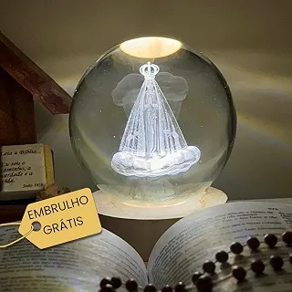 Luminária de Cristal de Mesa Nossa Senhora Aparecida, Padroeira do Brasil Presente (Média)