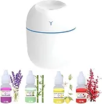 KIT Umidificador Mini-Egg Branco Aromatizador + 4 Essências Hidrossolúvel | Difusor de Ar 250ml