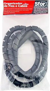 Sforplast Sfor | Organizador De Fios E Cabos | Agrupar Cabos E Organizar Ambientes (19Mm X 1 5M Preto)