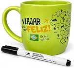 Kit Caneca Cerâmica 350ml Caneta Marcadora Viagem Estados Pontos Turísticos Brasil Presente Divertida Durável Premium