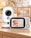 Babá Eletrônica, Câmera Para Bebê, Com Monitor LCD Colorido 3,2', Visão Noturna, Áudio Bidirecional, Sensor de Temperatura, Modo VOX e Canções de Ninar