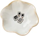 Prato de joias de cerâmica, bandeja de folhas, porta-chaves, prato de anel pequeno, prato, bugiganga, decoração de mesa de cabeceira para mesa de entrada, decoração de quarto