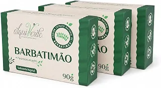 Kit com 3 Sabonetes Vegetais Alquiverde de Barbatimão 90g – Limpeza Suave, Antisséptico Natural e Cuidados Diários