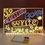 Quadro de Desenho Luminária LED para Escrita com 7 Canetas – Lousa de Mesa para Anotações em Acrílico com Efeito 3D