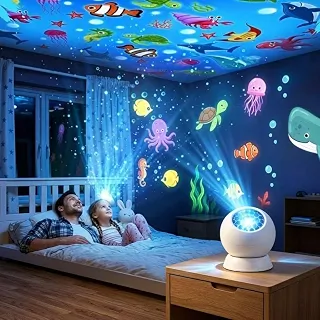 Projetor LED Estrelado Oceano Rotativo para Quarto e Acampamento