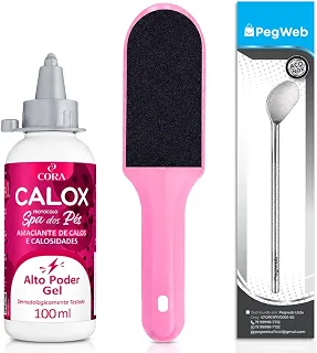 Kit SPA Pés Amaciante Removedor Calos + Espátula Bisturi + Lixa Pedicure Gel Cora Calox PEGWEB (Sortido)