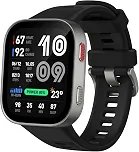 Amazfit Bip Max, tela AMOLED de 2,07', GPS, iOS/Android, 50 mm, bateria de 20 dias, resistente à água, armazenamento de 4 GB, mais de 150 esportes, modo HYROX (Silver (Black Band))
