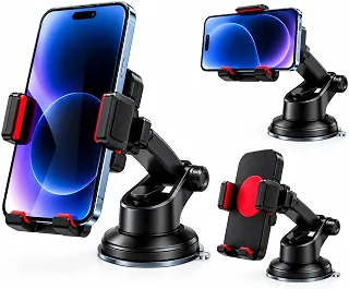 Suporte Veicular para Celular com Ventosa — Fixação no Painel ou Para-Brisa, Giro 360° e Braços Ajustáveis para Celulares de 3 a 7 Polegadas, Fixação firme