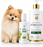 Kit Aloe Pet Babosa Gel Natural de Alergias e Coceiras Para Cães 200g + Shampoo Pet Derm Aloe 500g