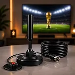 Antena Digital TV Amplificada Interna e Externa, Canais Abertos, HDTV UHF VHF, Base Magnética com Super Ímã, Cabo de Longo Alcance, Compatível com TV Digital Full HD e 4K