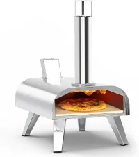 BIG HORN OUTDOORS Pizza Forno de Madeira com Pellets de Pizza, Forno de Pizza, Panela Portátil de Aço Inoxidável