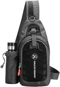 Mochila Transversal Esportiva à Prova D'água, Bolsa Tiracolo com Compartimento para Garrafa, Alça Única para Academia, Viagem