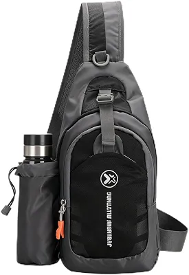 Mochila Transversal Esportiva à Prova D'água, Bolsa Tiracolo com Compartimento para Garrafa, Alça Única para Academia, Viagem
