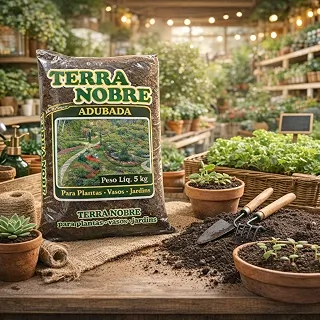 Terra Nobre Terra Vegetal Adubada 5kg Pronta para Uso Solo Rico em Matéria Orgânica para Vasos Jardins e Hortas