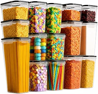 Kit 15 Potes Herméticos Porta Alimentos Plástico PP BPA Free