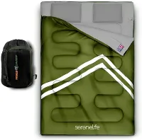 SereneLife Saco de dormir duplo com travesseiros, impermeável e removível para 2 sacos individuais, leve e quente, perfeito para acampamento, caminhada, mochila e clima frio, adequado para