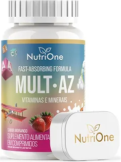 Multivitamínico Infantil A-Z com Vitaminas C, E, A, D, Complexo B, Zinco e Cobre - Sabor Morango - 60 Comprimidos - Nutrione
