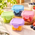 Kit com 4 Potes Herméticos 55ml para Alimentos com Tampa Antivazamento, Livres de BPA, Empilháveis, para Geladeira, Freezer, Micro-ondas e Lava-Louças, Organizadores de Cozinha